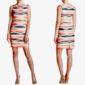 Trina Turk Kurdson Sleeveless Pink/Multicolor Textured Sheath Dress Size 2